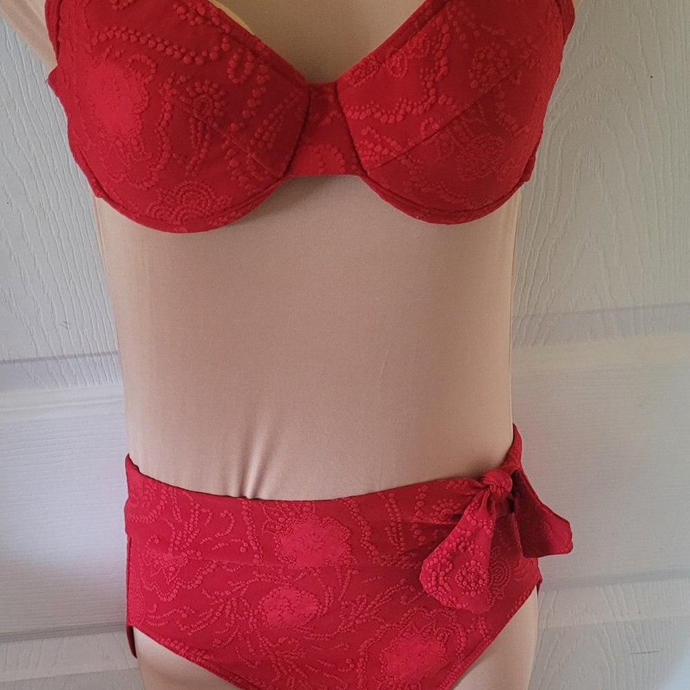 red 2pc bathing suit